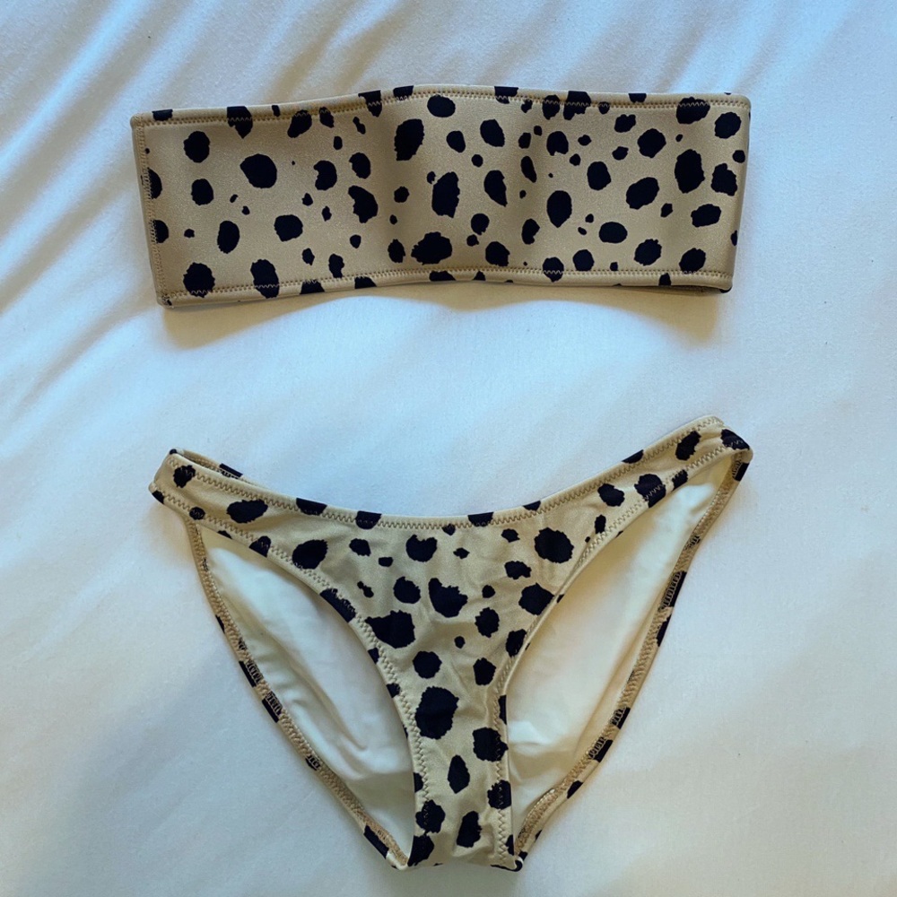 Leopard print triangl bandeau bikini